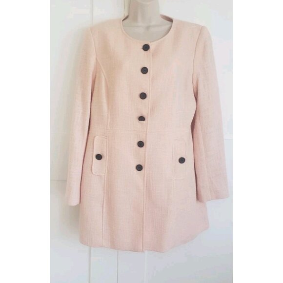 NWT KARL LAGERFELD PARIS  TWEED PINK SHERBET TOPPER JACKET LONG  BLAZER SZ 14 - Picture 6 of 12